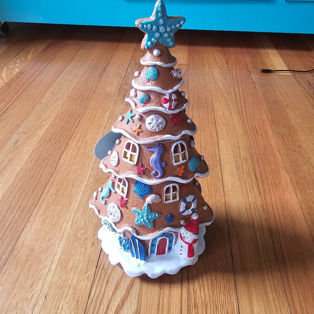 Coastal Gingerbread Light Up Christmas Tree
